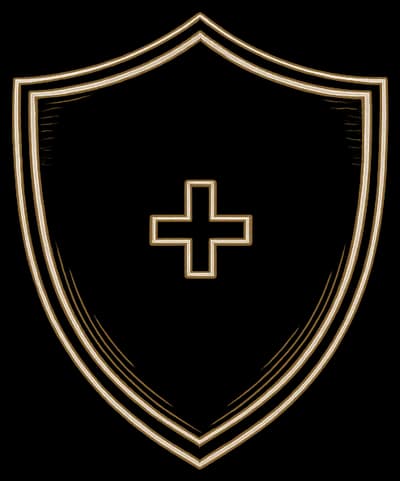 Decorative shield with a medical cross